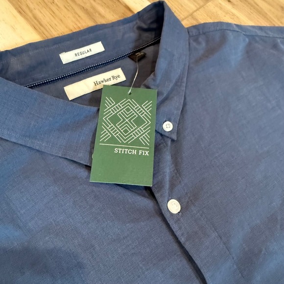 Hawker Rye Essential Wash Long Sleeve Button Down Shirt Navy XXL Men's - Picture 6 of 9